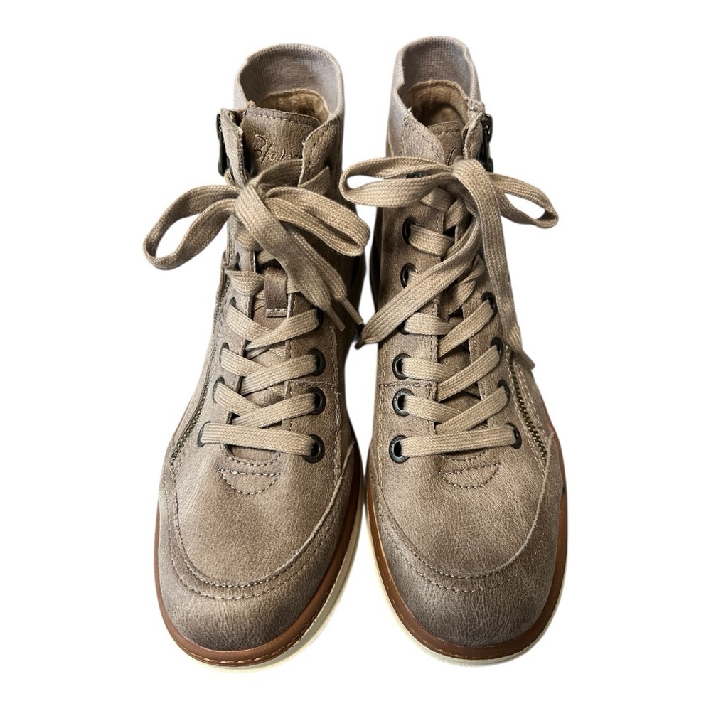 Women's High-Top Suede Sneakers in Taupe